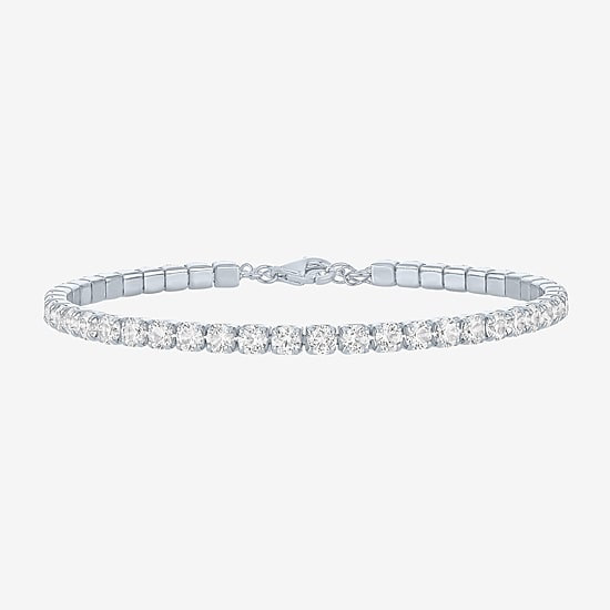 Yes, Please! Womens Lab Created White Sapphire Sterling Silver 6 1/2 Inch Tennis Bracelet