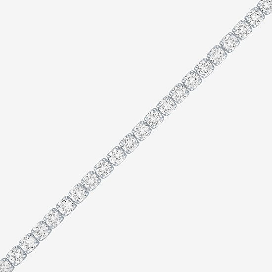 Yes, Please! Womens Lab Created White Sapphire Sterling Silver 6 1/2 Inch Tennis Bracelet