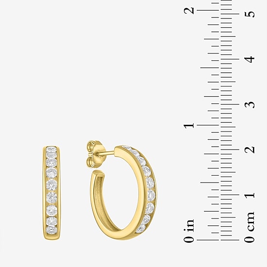 Yes, Please! C-Hoop Womens Lab Created White Sapphire 14K Gold Over Silver 20mm Hoop Earrings
