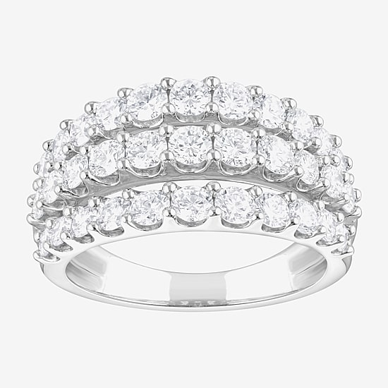 (F, Si2) Womens 2 CT. T.W. Lab Grown White Diamond Sterling Silver Band