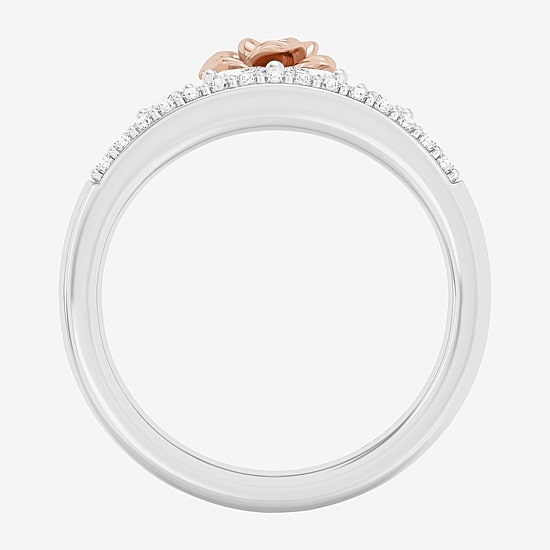 Enchanted Disney Fine Jewelry (I,I2), Belle Womens 1/3 CT. T.W. Lab Grown White Diamond 14K Gold Over Silver Sterling Silver Crown Beauty and the Beast Belle Princess Cocktail Ring