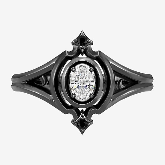 Enchanted Disney Fine Jewelry (F,Si1), Maleficent Womens 1/4 CT. T.W. Lab Grown White Diamond Sterling Silver Maleficent Cocktail Ring