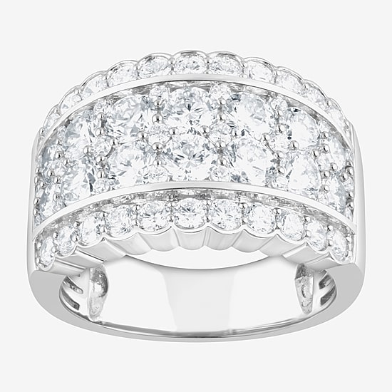 (F/Si2) Womens 3 CT. T.W. Lab Grown White Diamond Sterling Silver Cocktail Ring