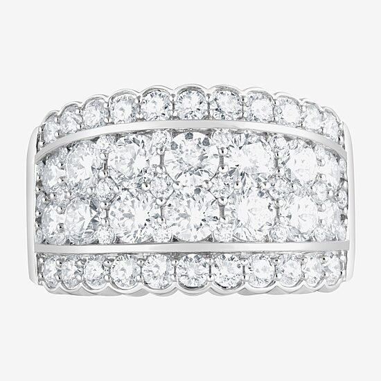 (F/Si2) Womens 3 CT. T.W. Lab Grown White Diamond Sterling Silver Cocktail Ring