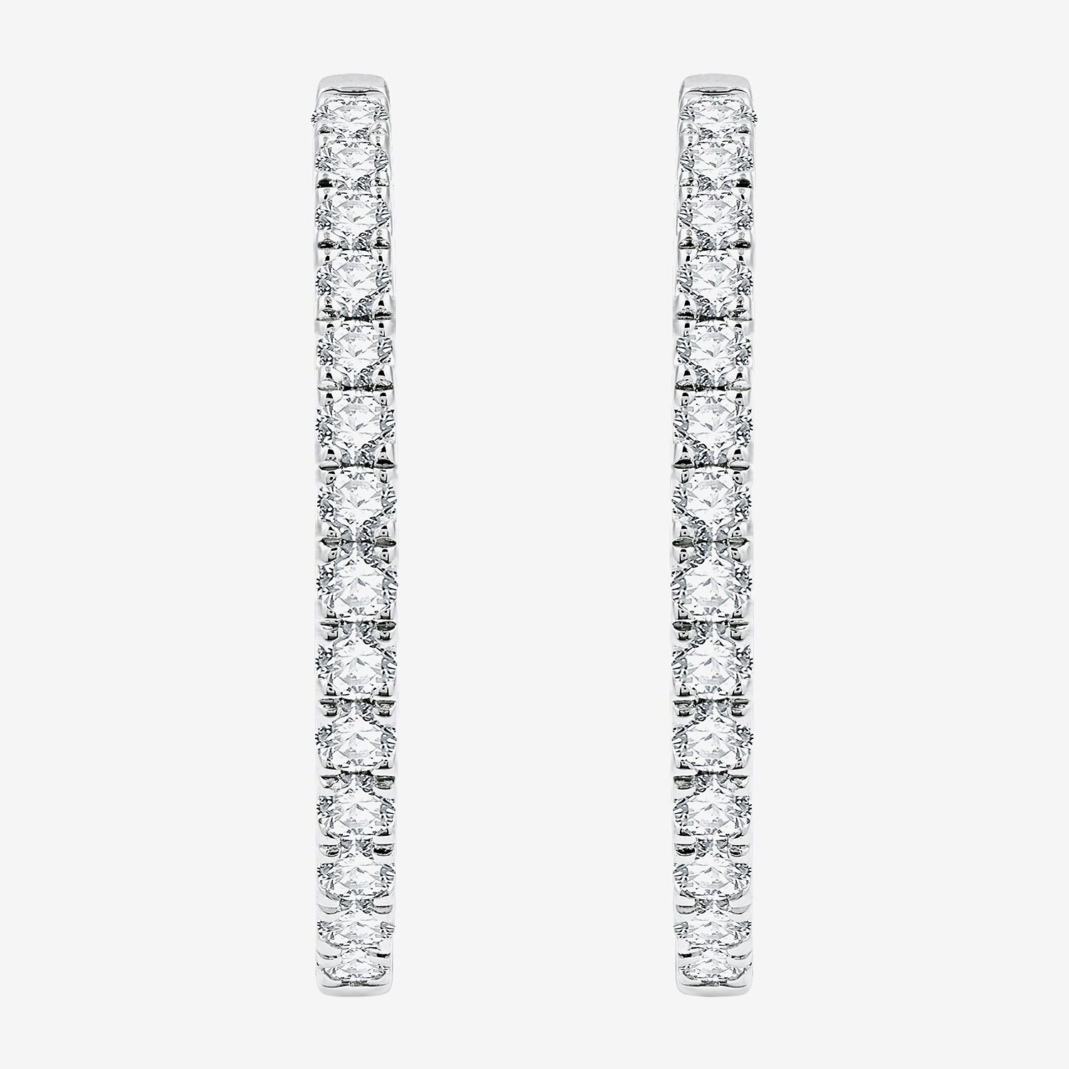(G, Si1-Si2) Womens 3 CT. T.W. Lab Grown White Diamond Sterling Silver 33.7mm Hoop Earrings
