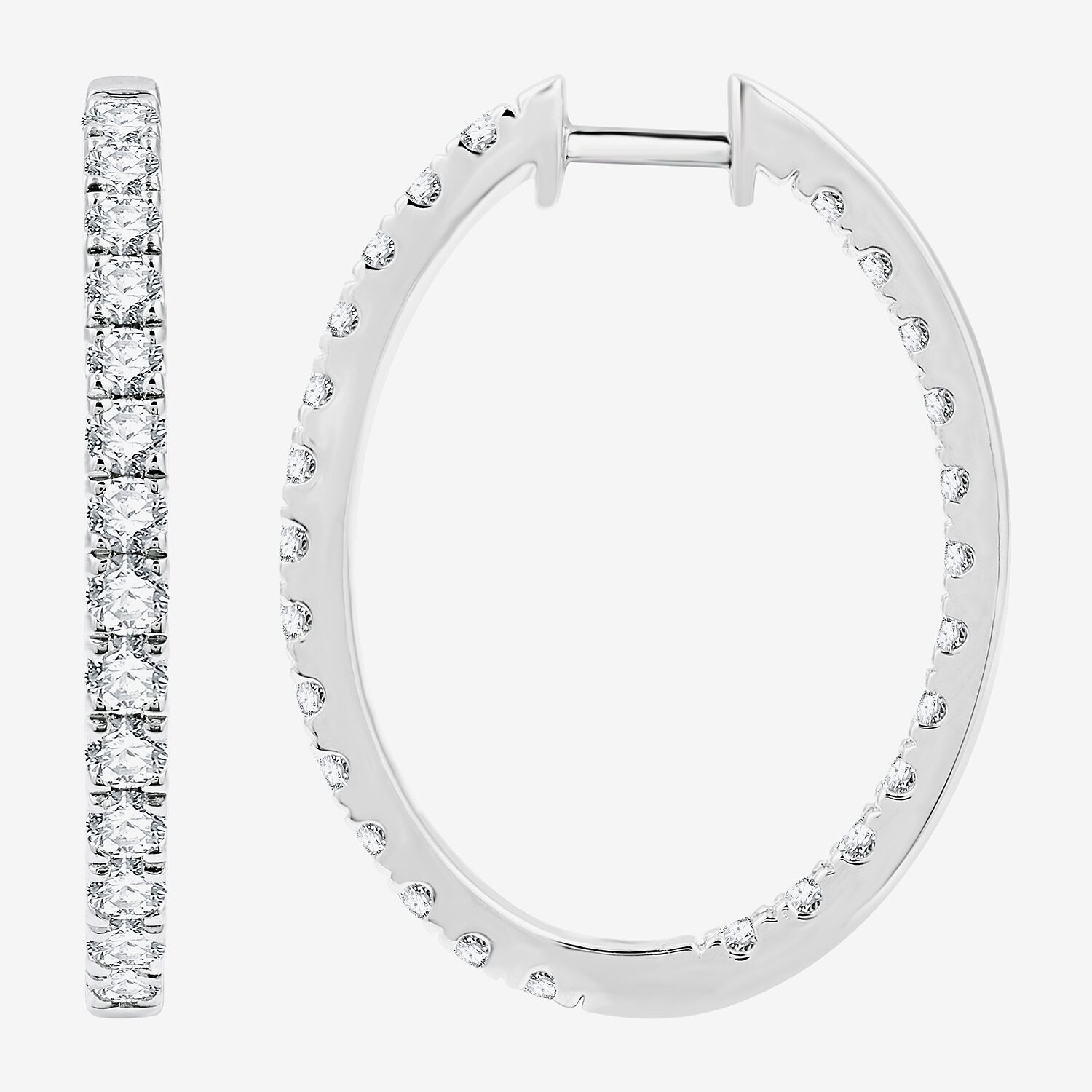 (G, Si1-Si2) Womens 3 CT. T.W. Lab Grown White Diamond Sterling Silver 33.7mm Hoop Earrings