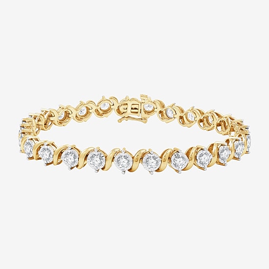 (G, Si1-Si2) Womens 5 CT. T.W. Lab Grown White Diamond 14K Gold Over Silver 7.5 Inch Tennis Bracelet