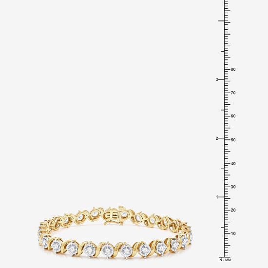 (G, Si1-Si2) Womens 5 CT. T.W. Lab Grown White Diamond 14K Gold Over Silver 7.5 Inch Tennis Bracelet