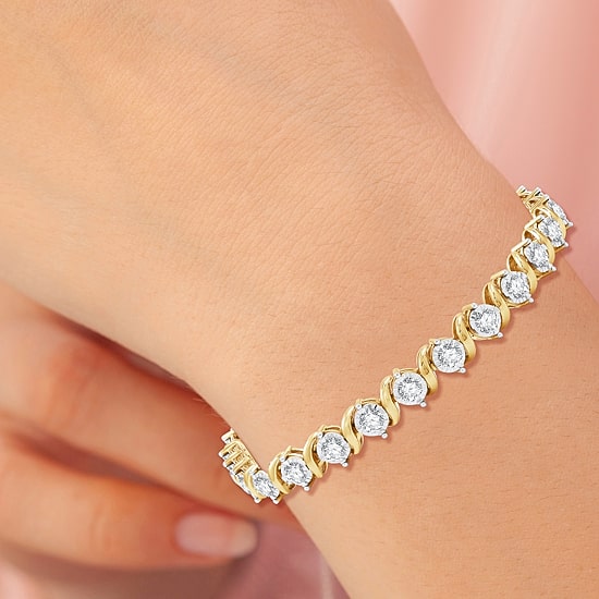 (G, Si1-Si2) Womens 5 CT. T.W. Lab Grown White Diamond 14K Gold Over Silver 7.5 Inch Tennis Bracelet