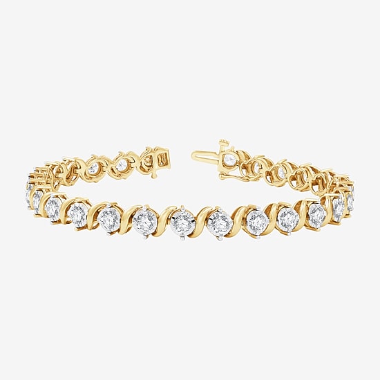 (G, Si1-Si2) Womens 5 CT. T.W. Lab Grown White Diamond 14K Gold Over Silver 7.5 Inch Tennis Bracelet