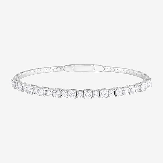(F, Si2) Womens 3 CT. T.W. Lab Grown White Diamond Sterling Silver Bangle Bracelet
