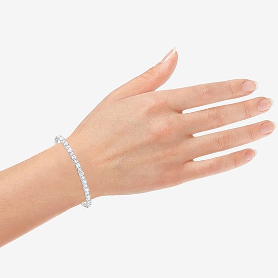 (F, Si2) Womens 3 CT. T.W. Lab Grown White Diamond Sterling Silver Bangle Bracelet