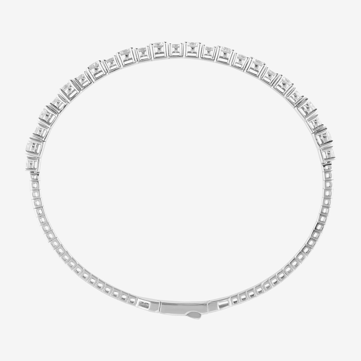 (F, Si2) Womens 3 CT. T.W. Lab Grown White Diamond Sterling Silver Bangle Bracelet