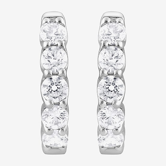 (Si2/F) Womens 2 CT. T.W. Lab Grown White Diamond Sterling Silver 17.6mm Hoop Earrings
