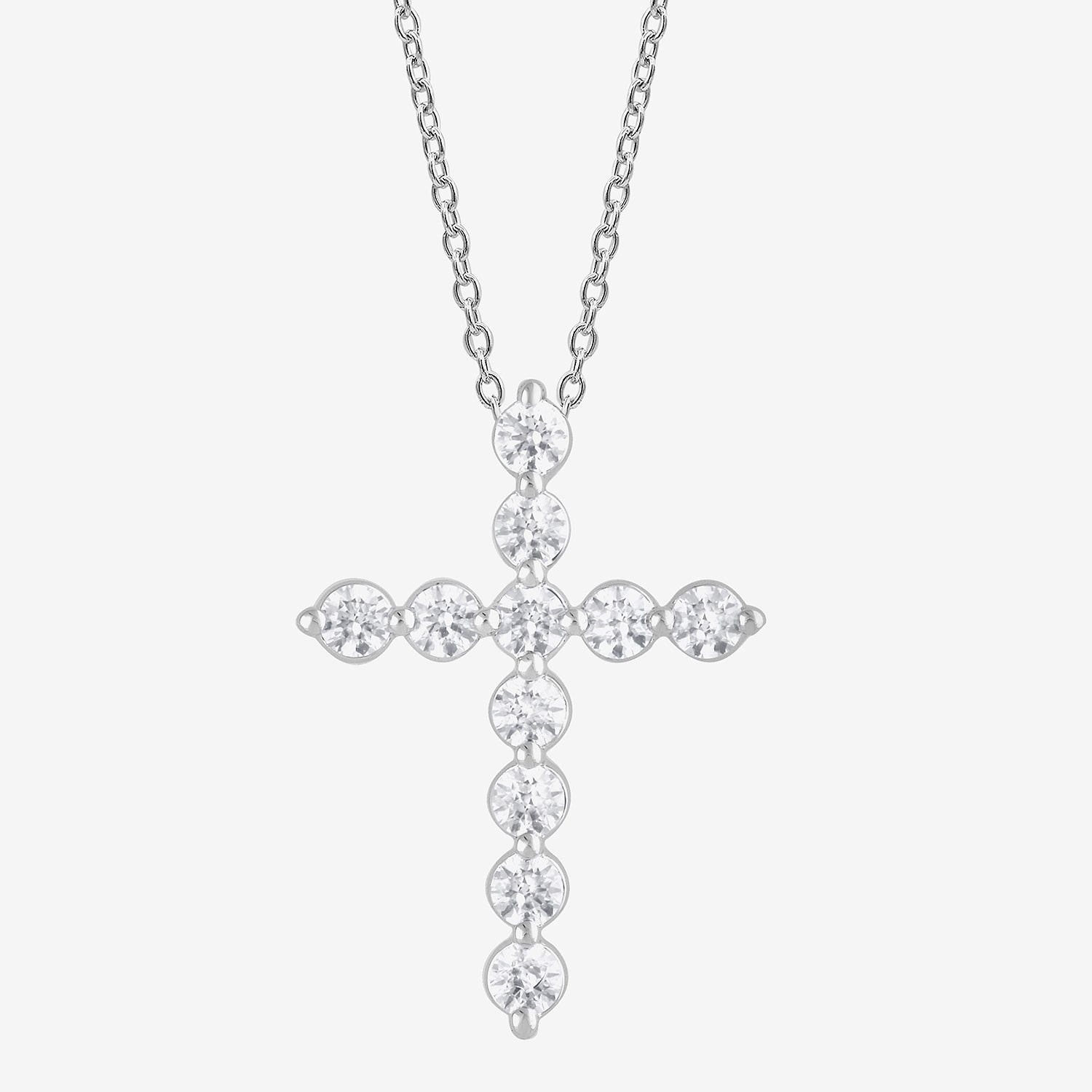 Cross (F, Si2) Womens 1 CT. T.W. Lab Grown White Diamond 14K Gold Over Silver Cross 18 Inch Pendant Necklace