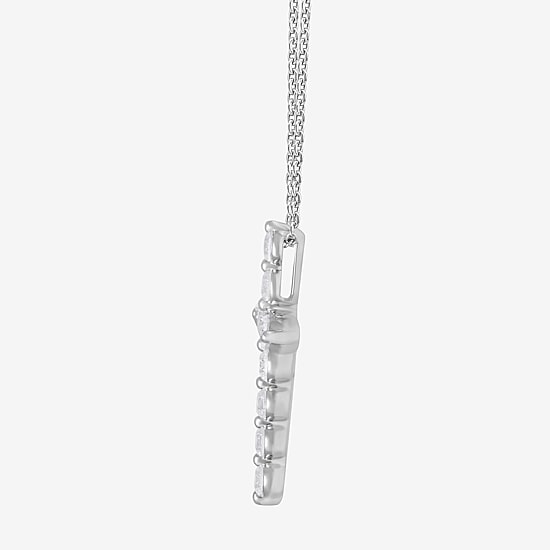 Cross (F, Si2) Womens 1 CT. T.W. Lab Grown White Diamond 14K Gold Over Silver Cross 18 Inch Pendant Necklace