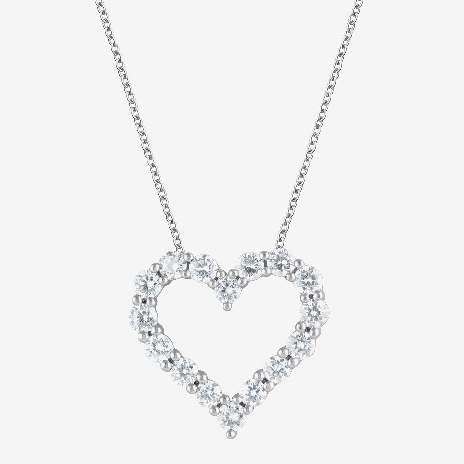 (F, Si2) Womens 1 CT. T.W. Lab Grown White Diamond Sterling Silver Heart 18 Inch Pendant Necklace