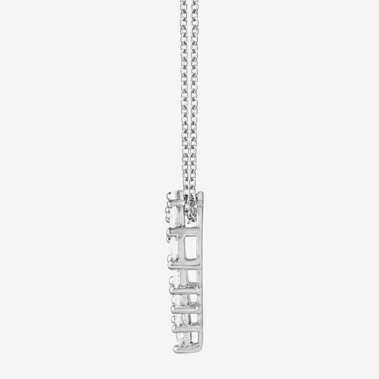 (F, Si2) Womens 1 CT. T.W. Lab Grown White Diamond Sterling Silver Heart 18 Inch Pendant Necklace