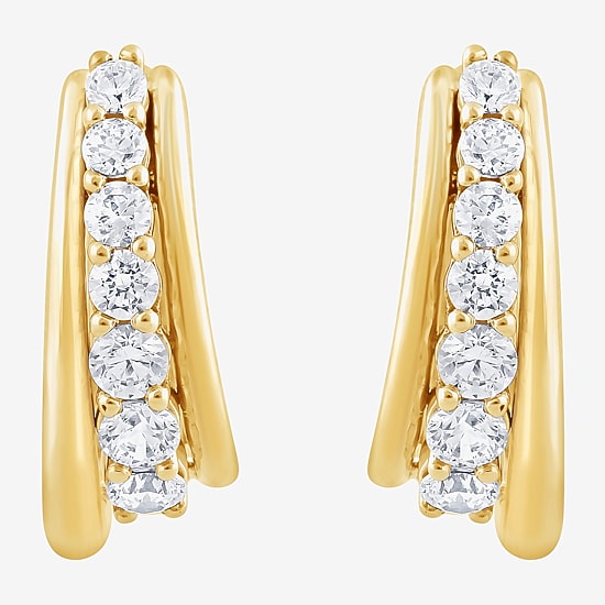 (F, Si2) Womens 1 CT. T.W. Lab Grown White Diamond 14K Gold Over Silver 17.9mm Hoop Earrings