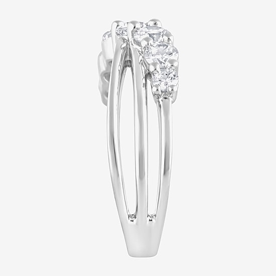 (F, Si2) Womens 1 CT. T.W. Lab Grown White Diamond Sterling Silver Crossover Cocktail Ring