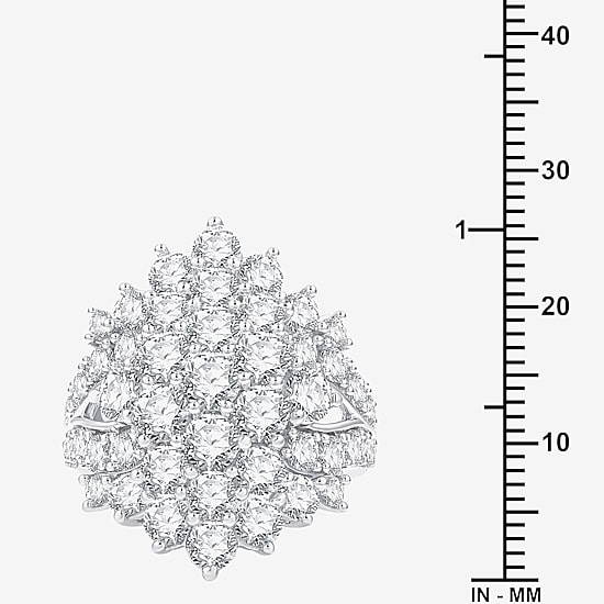 (G, Si1-Si2) Womens 5 CT. T.W. Lab Grown White Diamond Sterling Silver Cluster Cocktail Ring