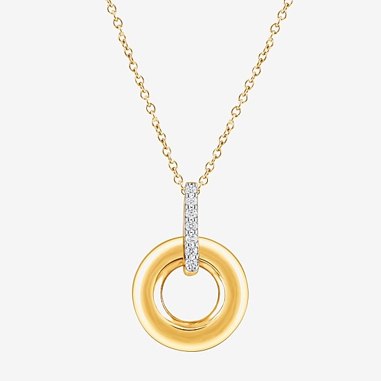 (F/Vs2) Womens Diamond Accent Lab Grown White Diamond 14K Gold Over Silver 18 Inch Pendant Necklace