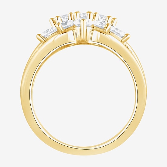 Diamond Blossom (F, Si2) Womens 3 CT. T.W. Lab Grown White Diamond 14K Gold Over Silver Cluster Cocktail Ring