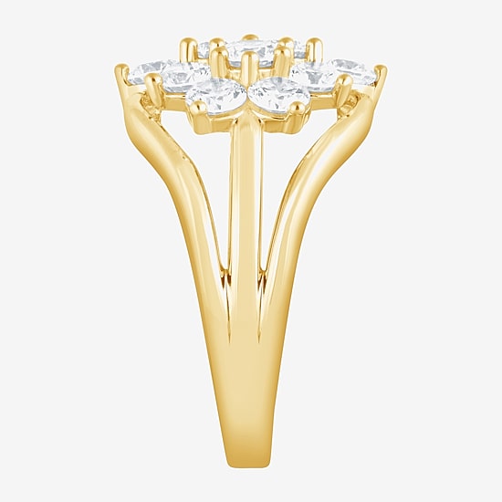 Diamond Blossom (F, Si2) Womens 3 CT. T.W. Lab Grown White Diamond 14K Gold Over Silver Cluster Cocktail Ring