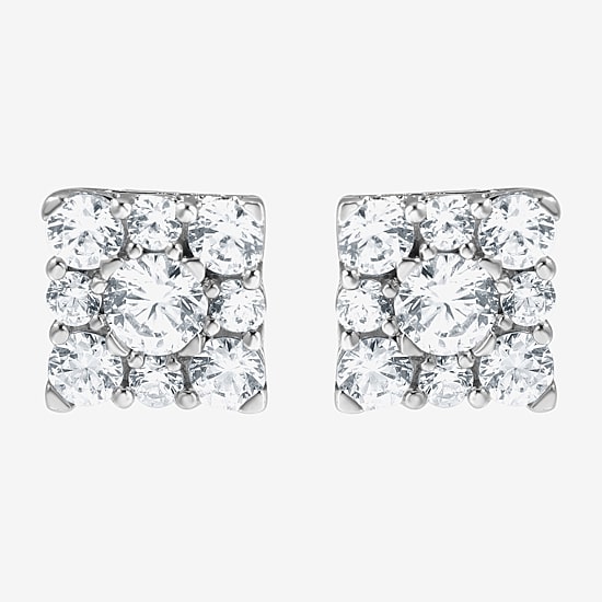 Diamond Blossom (F, Si2) 1 CT. T.W. Lab Grown White Diamond Sterling Silver 7mm Stud Earrings