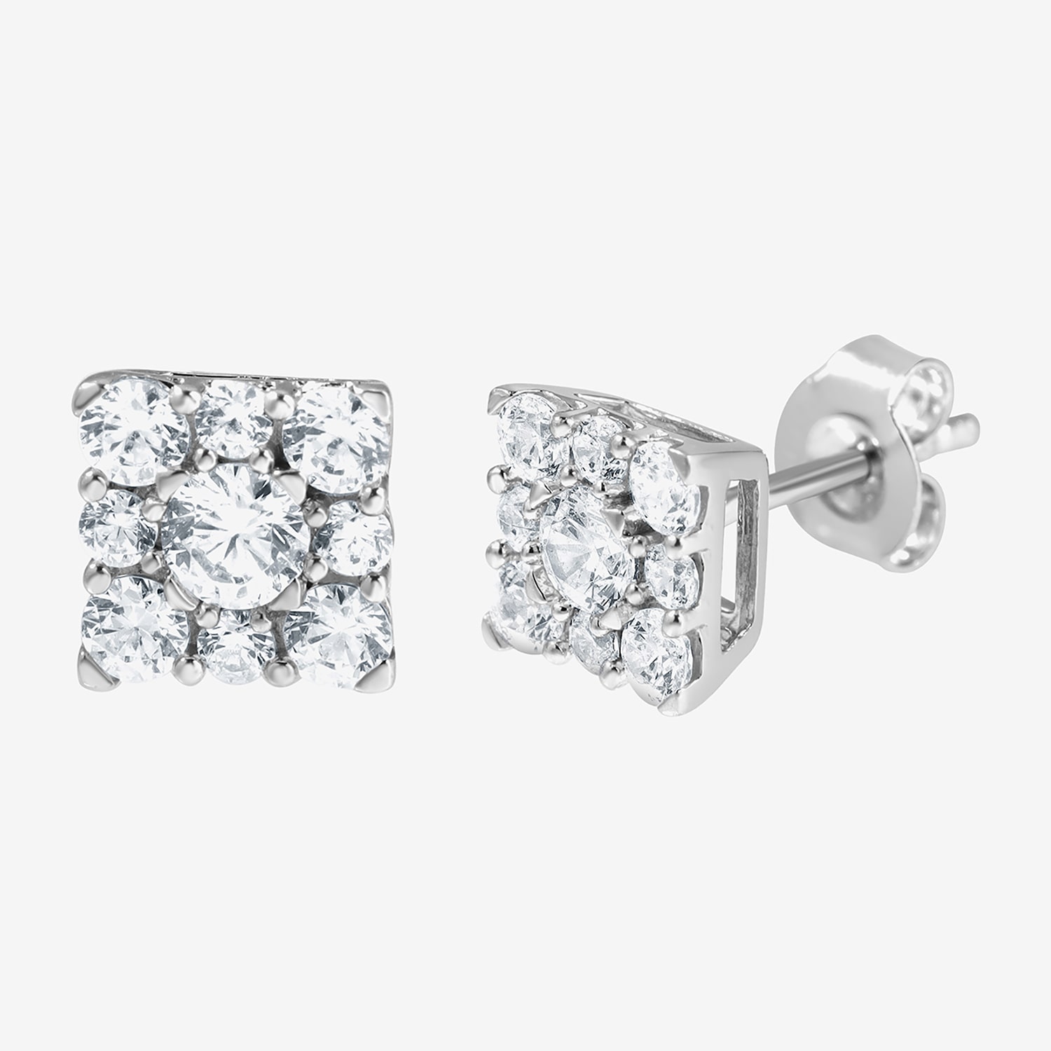 Diamond Blossom (F, Si2) 1 CT. T.W. Lab Grown White Diamond Sterling Silver 7mm Stud Earrings