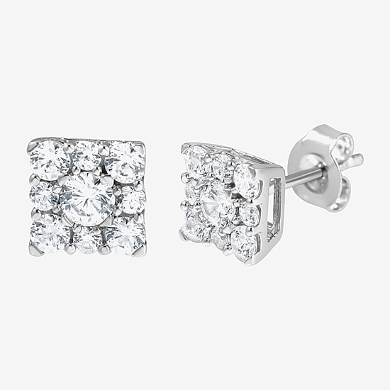 Diamond Blossom (F, Si2) 1 CT. T.W. Lab Grown White Diamond Sterling Silver 7mm Stud Earrings