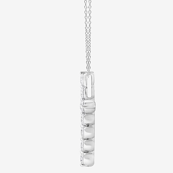 Cross (F/Si2) Womens 2 CT. T.W. Lab Grown White Diamond Sterling Silver Cross 18 Inch Pendant Necklace