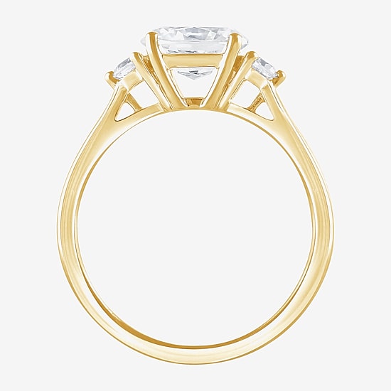 (F/Si2) Womens 1 1/7 CT. T.W. Lab Grown White Diamond 14K Gold Over Silver 3-Stone Cocktail Ring