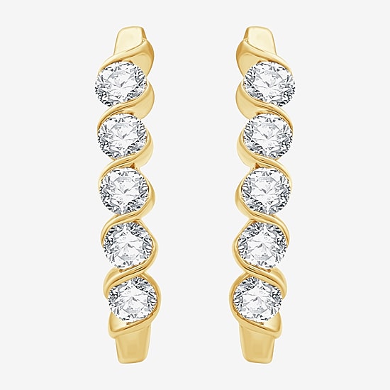 (G, Si1-Si2) Womens 1 1/2 CT. T.W. Lab Grown White Diamond 14K Gold Over Silver 24mm Hoop Earrings