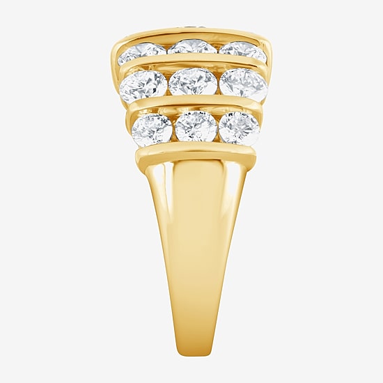 (F, Si2) Womens 3 3/8 Ct. T.W. Lab Grown White Diamond 14K Gold Over Silver Band