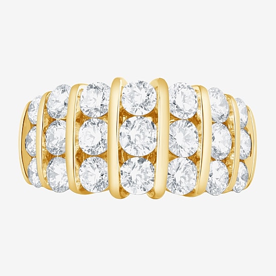 (F, Si2) Womens 3 3/8 Ct. T.W. Lab Grown White Diamond 14K Gold Over Silver Band