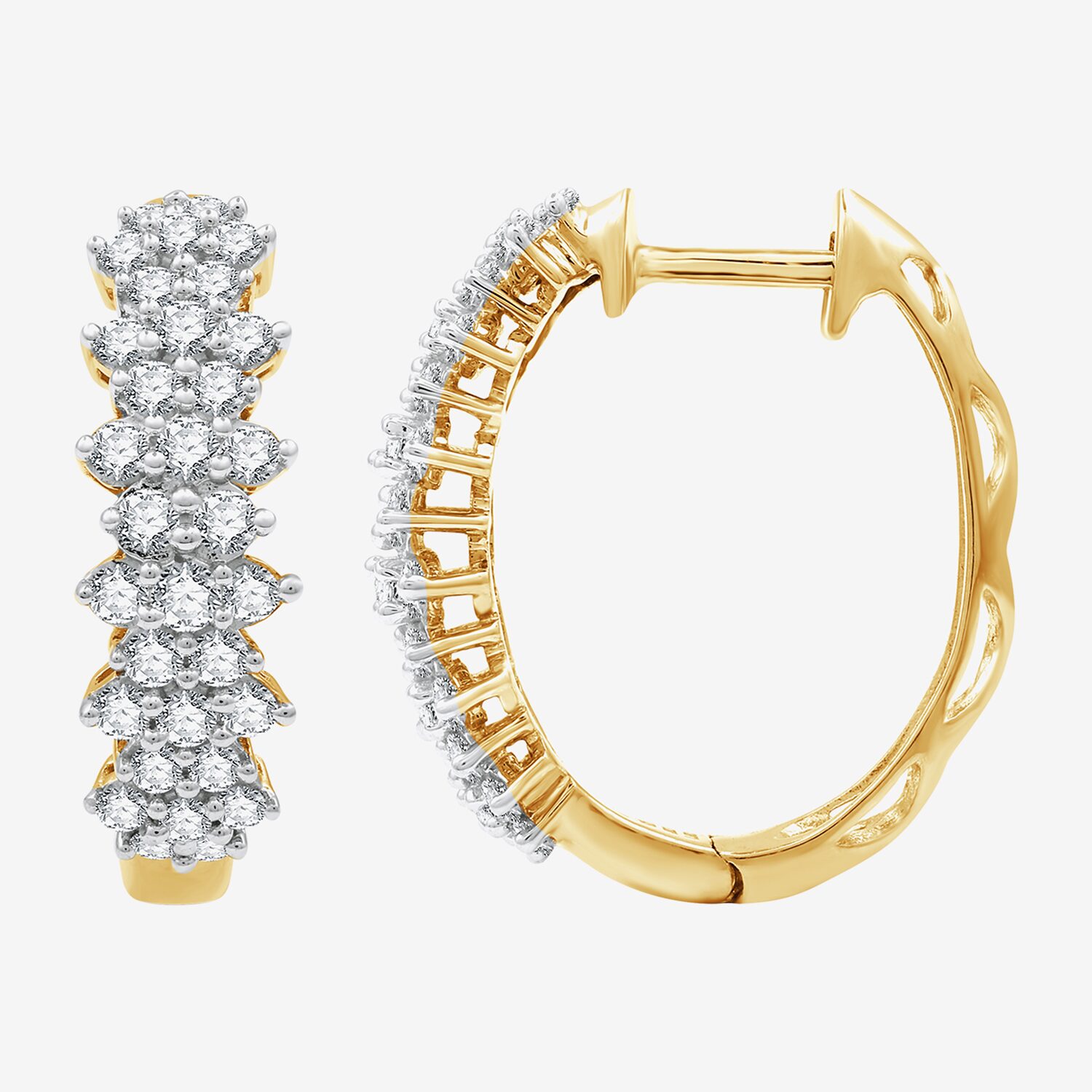 (G, Si1-Si2) Womens 1 CT. T.W. Lab Grown White Diamond 14K Gold Over Silver 19.9mm Hoop Earrings