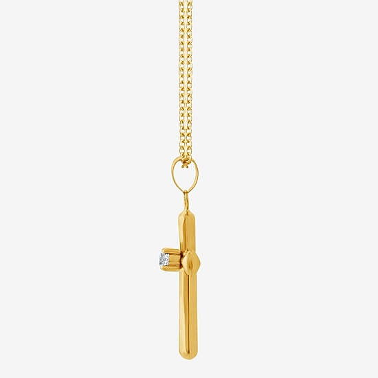 Cross (F/Vs2) Womens 1/10 CT. T.W. Lab Grown White Diamond 14K Gold Over Silver Cross 18 Inch Pendant Necklace
