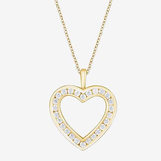 (F, Vs2) Womens 1/2 CT. T.W. Lab Grown White Diamond 14K Gold Over Silver 18 Inch Pendant Necklace