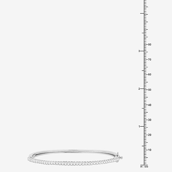 (G, Si1-Si2) Womens 1 CT. T.W. Lab Grown White Diamond Sterling Silver Round Bangle Bracelet