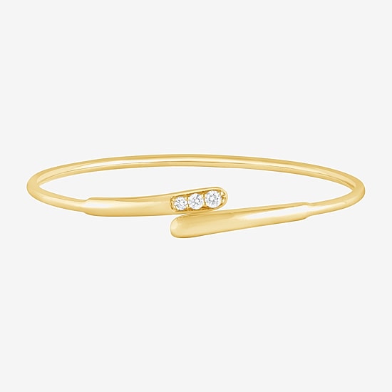 (F, Vs2) Womens 1/4 CT. T.W. Lab Grown White Diamond 14K Gold Over Silver Bangle Bracelet