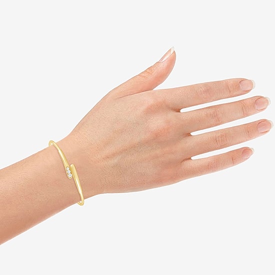 (F, Vs2) Womens 1/4 CT. T.W. Lab Grown White Diamond 14K Gold Over Silver Bangle Bracelet