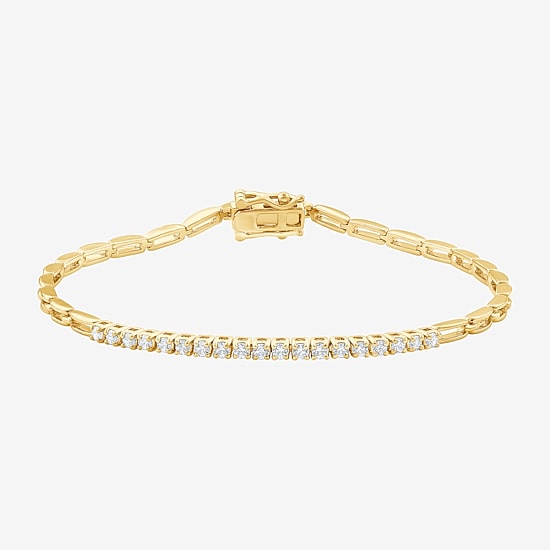 (F, Vs2) Womens 1/2 CT. T.W. Lab Grown White Diamond 14K Gold Over Silver 7 Inch Tennis Bracelet