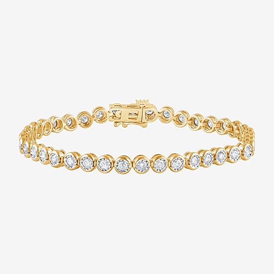 (F, Vs2) Womens 2 CT. T.W. Lab Grown White Diamond 14K Gold Over Silver 7 Inch Tennis Bracelet