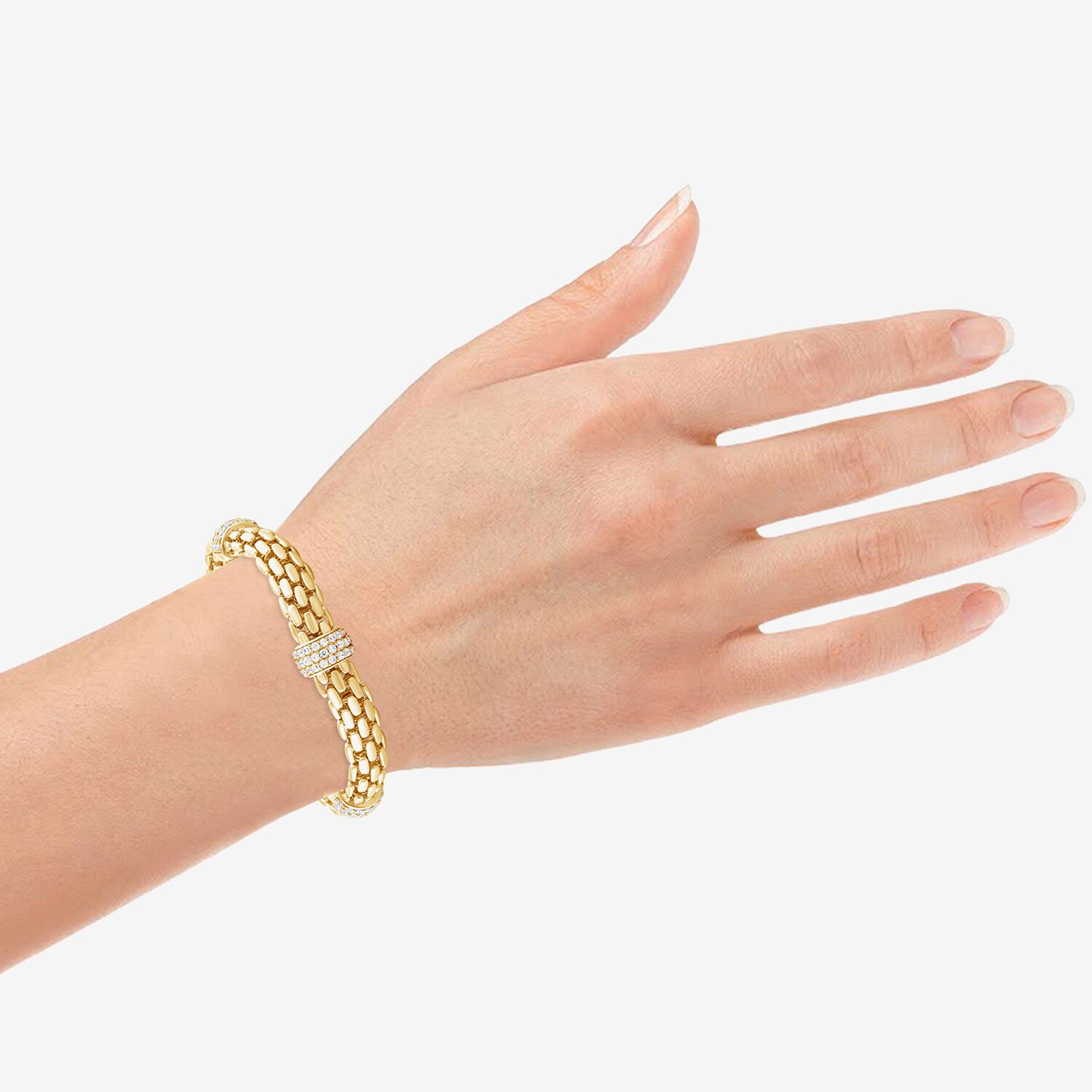 (F/Vs2) Womens 14K Gold Over Silver 8 Inch Solid Chain Bracelet