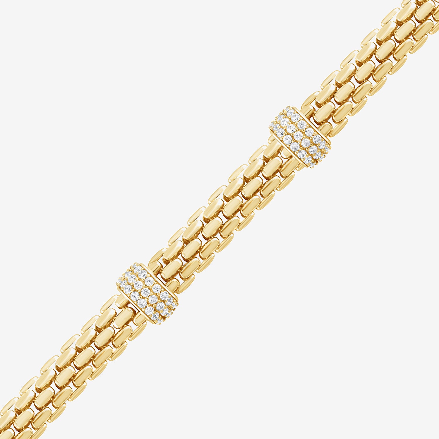 (F/Vs2) Womens 14K Gold Over Silver 8 Inch Solid Chain Bracelet