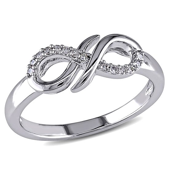 Womens Diamond Accent Natural White Diamond Sterling Silver Infinity Cocktail Ring