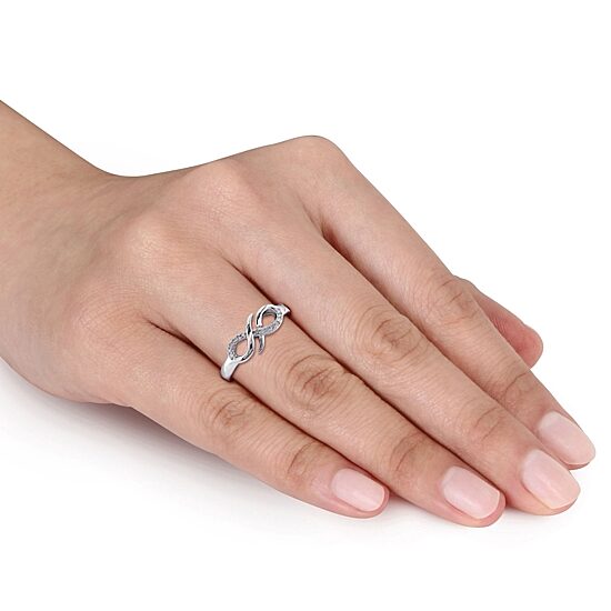 Womens Diamond Accent Natural White Diamond Sterling Silver Infinity Cocktail Ring