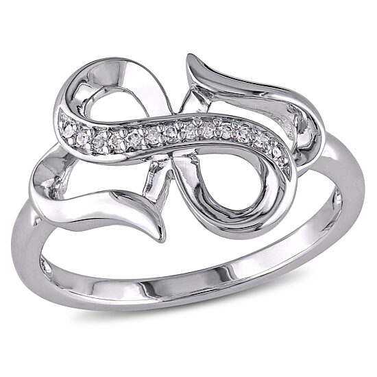 Womens Diamond Accent Natural White Diamond Sterling Silver Heart Infinity Cocktail Ring