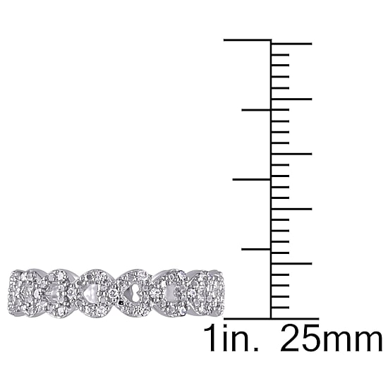 Womens Diamond Accent Natural White Diamond Sterling Silver Heart Eternity Band